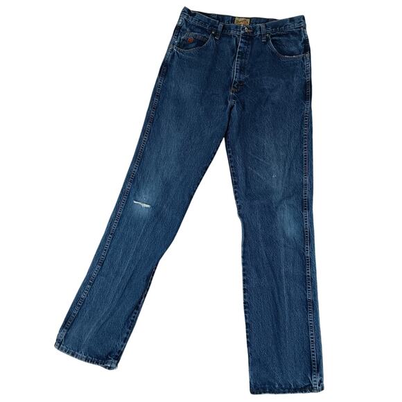 Wrangler 20X Style 22 Jeans Men's 35X37 Dark Washed Distressed Original Fit Tall - Picture 2 of 13